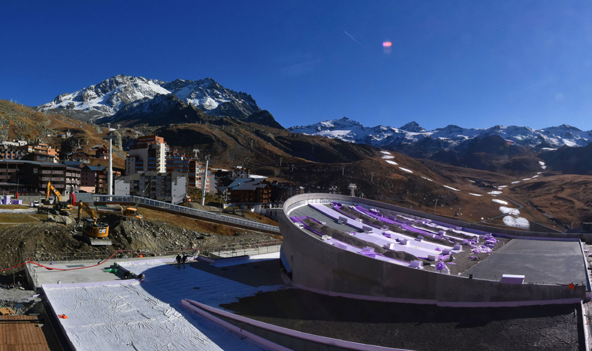 Das Umkehrdach wird zur Skipiste - Sportzentrum Val Thorens erhält zum 50-jährigen Bestehen ein neues, spektakuläres Gesicht