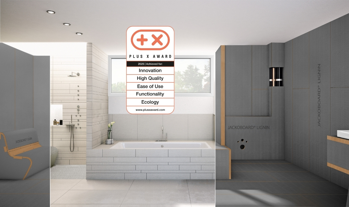 Fünffach ausgezeichnet: JACKOBOARD® LIGNIN, die CO2-optimierte Bauplatten-Innovation, überzeugt beim Plus X Award